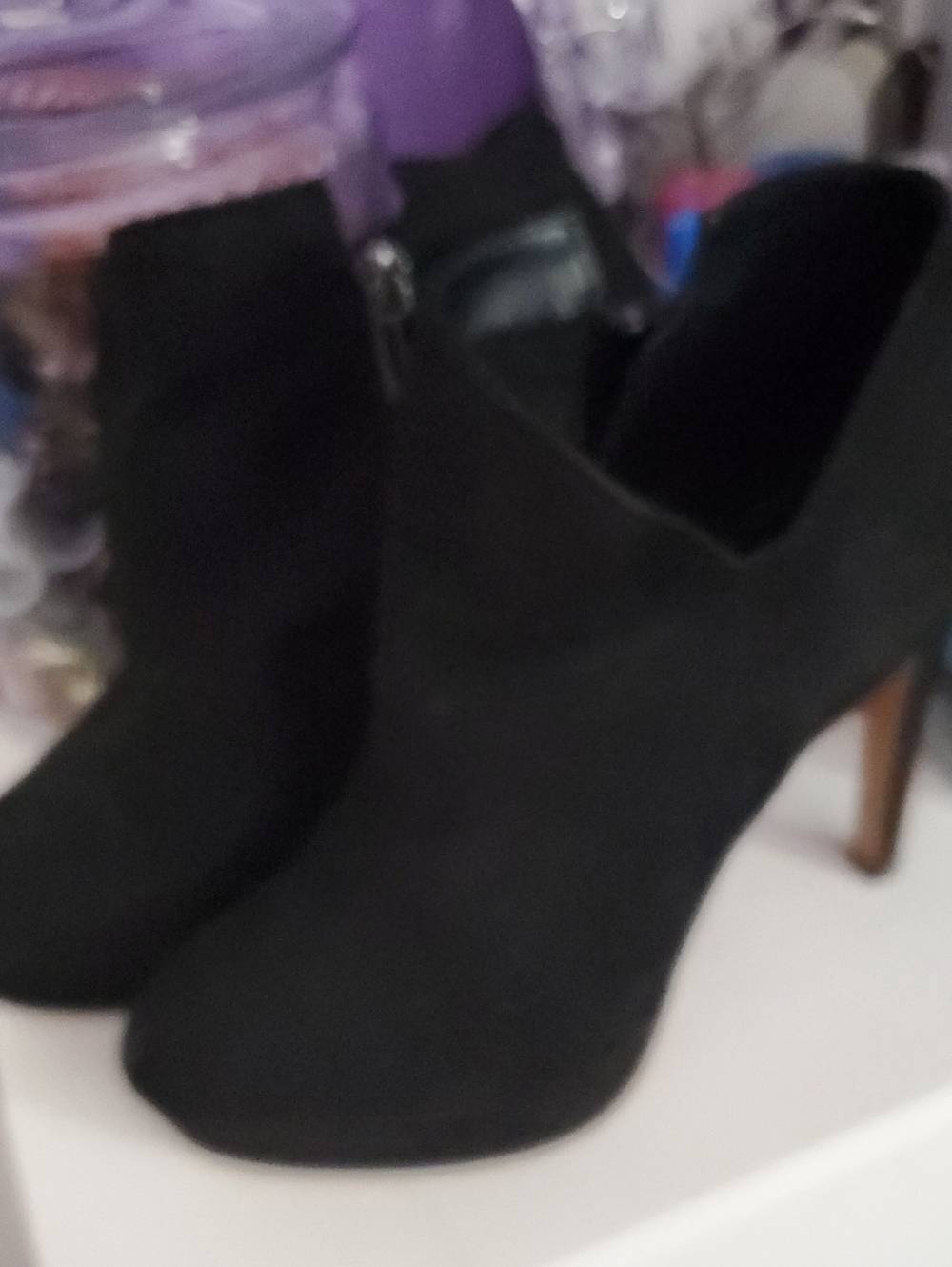 Jessica Simpson Black Suede Ankle Booties with Stiletto Heel